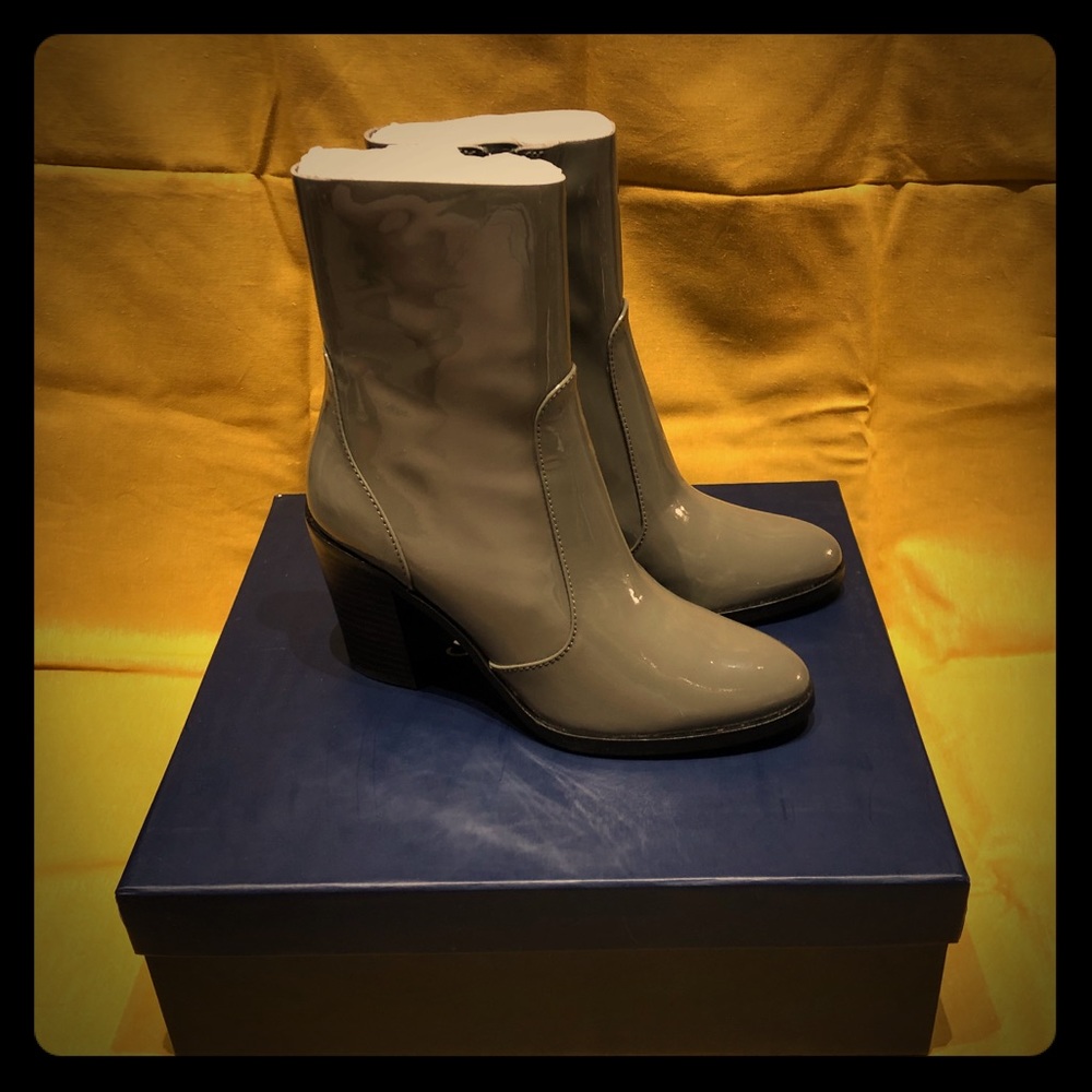 Splendid Roselyn Patent Stacked Heel Sock Boots